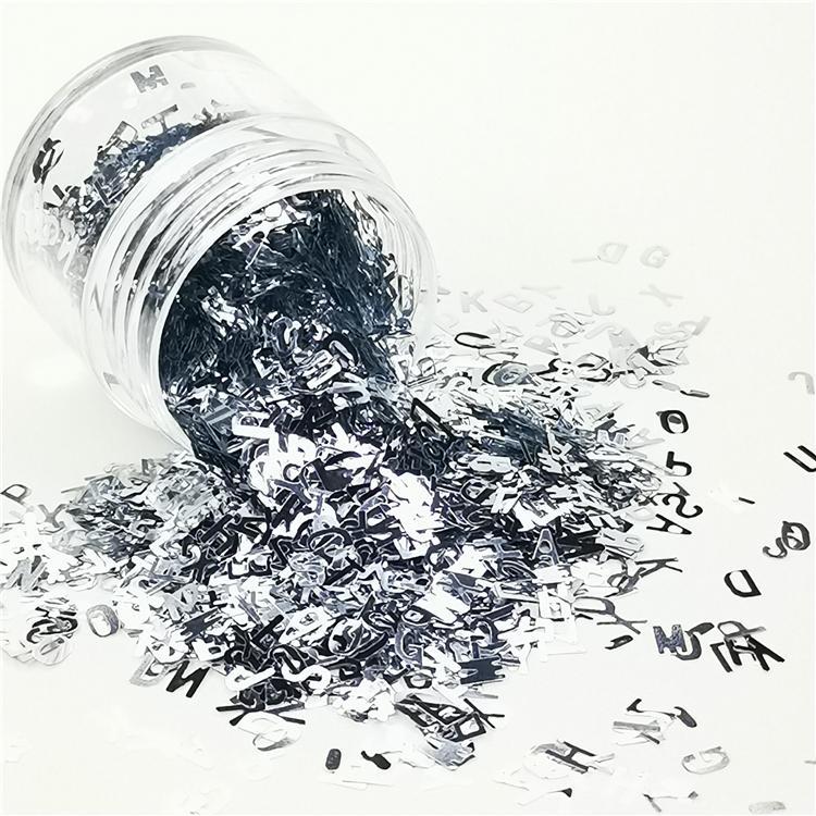 5mm Alphabet Shapes Silver Glitter B0100