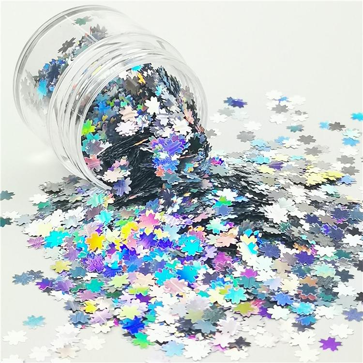 5mm Cherry Blossoms (Sakura) Shapes Laser Silver Glitter LB0100