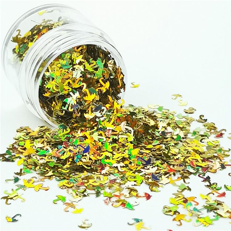 5mm Umbrella Shapes Laser Gold Glitter LB0210