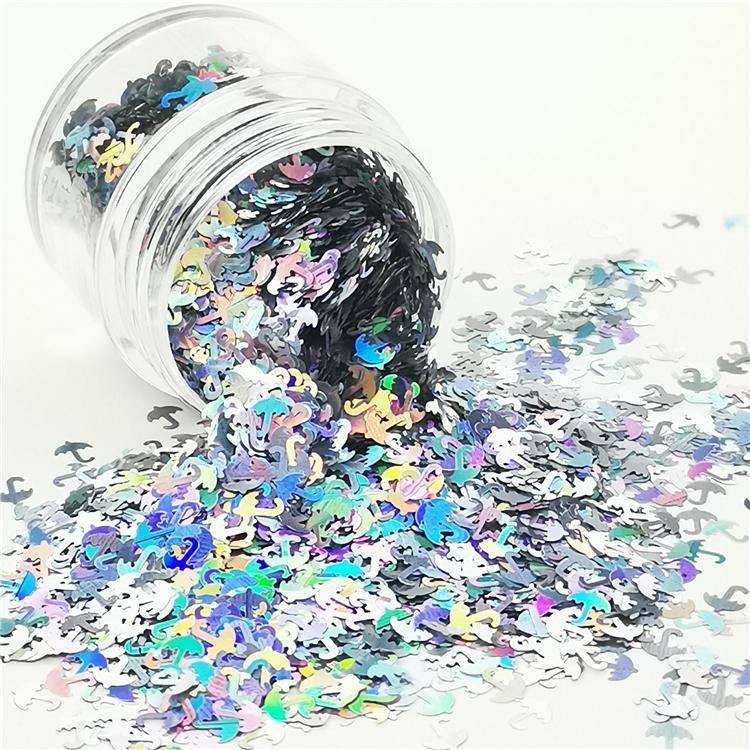 5mm Umbrella Shapes Laser Silver Glitter LB0100