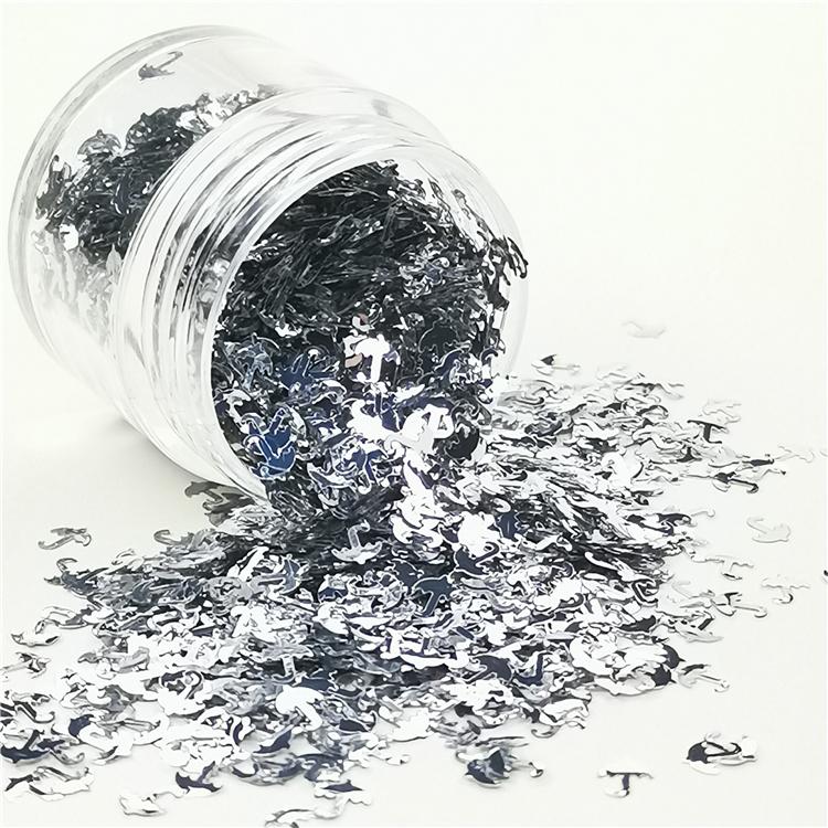 3mm Umbrella Shapes Silver Glitter B0100