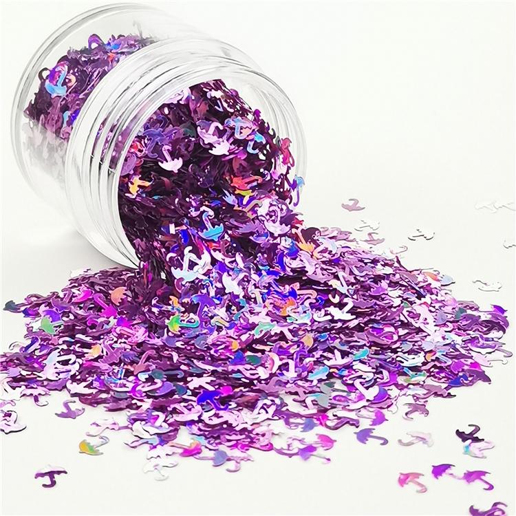 5mm Umbrella Shapes Laser Pink Glitter LB0901
