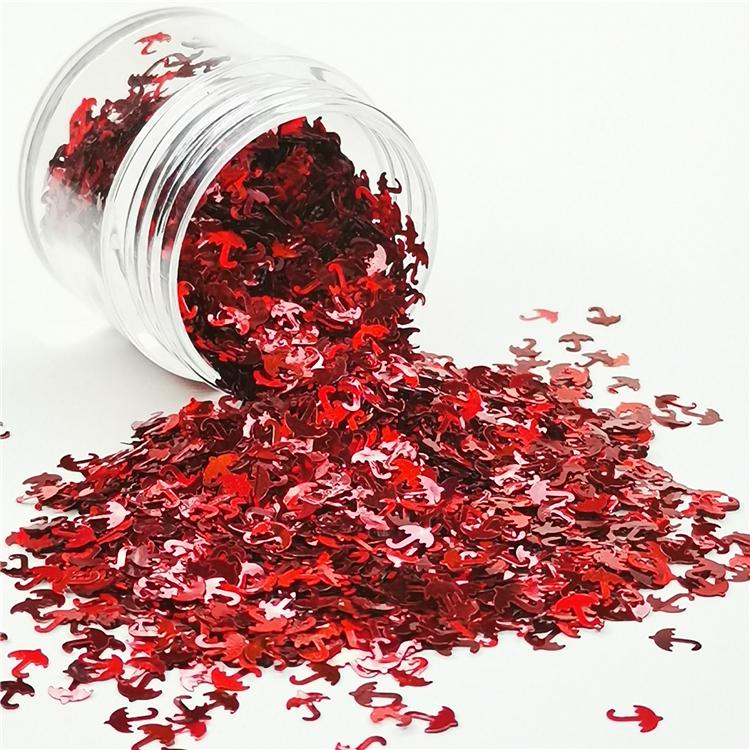 3mm Umbrella Shapes Laser Red Glitter LB0300