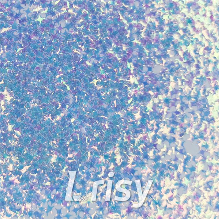 3/4/5mm Four Pointed Star Shapes Dream Blue Glitter C004
