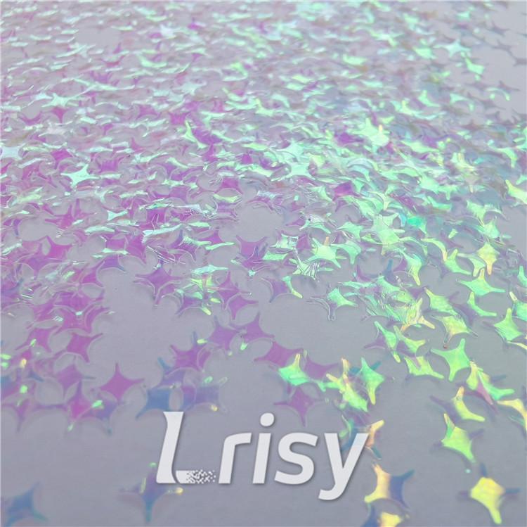 3/4/5mm Four Pointed Star Shapes Dream Blue Glitter C004