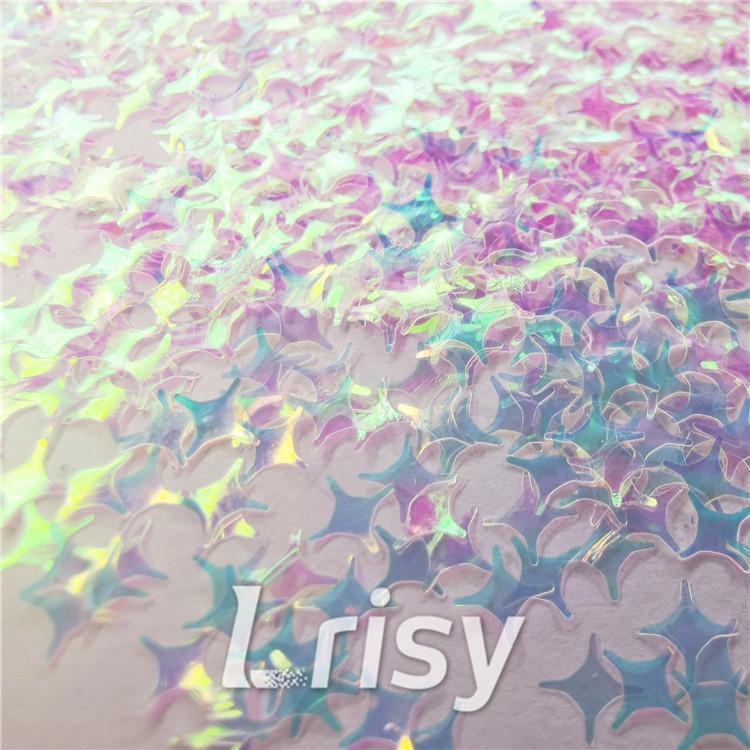 3/4/5mm Four Pointed Star Shapes Dream Blue Glitter C004