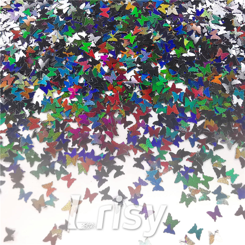 3mm Butterfly Holographic Black Glitter LB01000