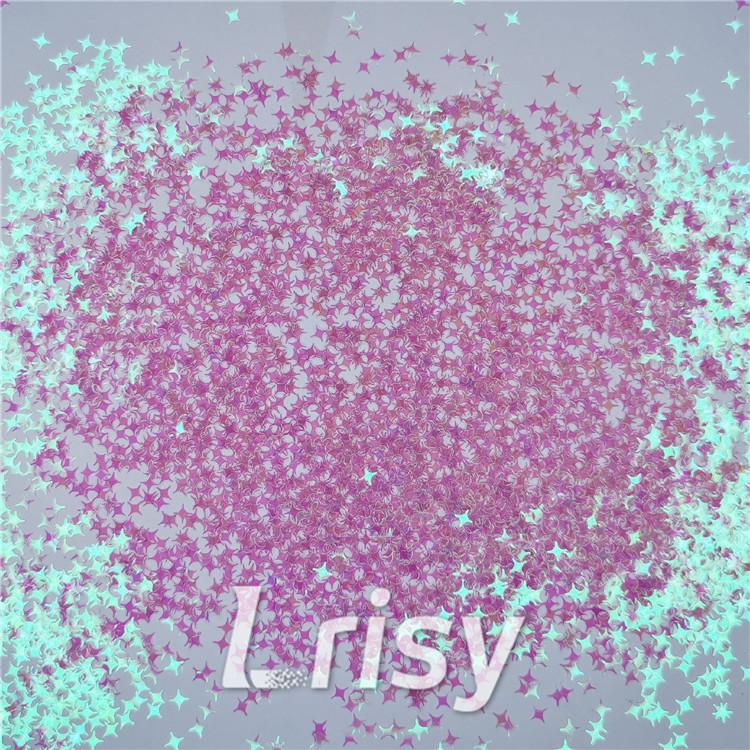 3/4/5mm Four Pointed Star Shapes Dream Pink Glitter C003