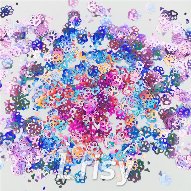 Cat PAWS Shaped Laser Holographic Light Purple Glitter LB0802