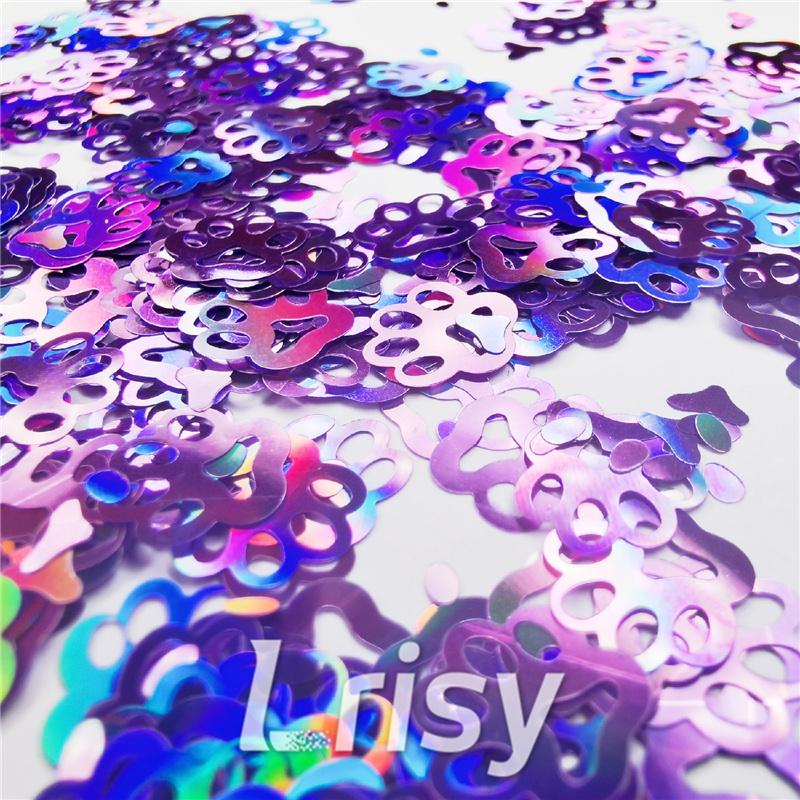 Cat PAWS Shaped Laser Holographic Light Purple Glitter LB0802