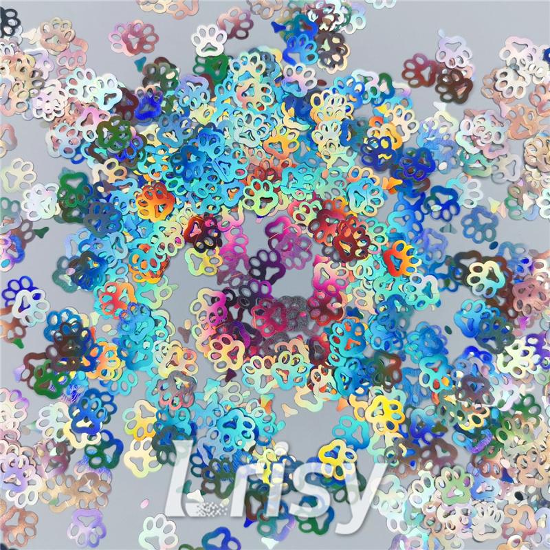 Cat PAWS Shaped Laser Holographic Silver Glitter LB0100