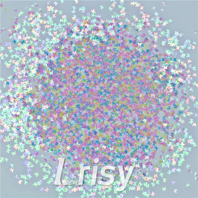 3mm Butterfly Shapes Rainbow Glitter C022