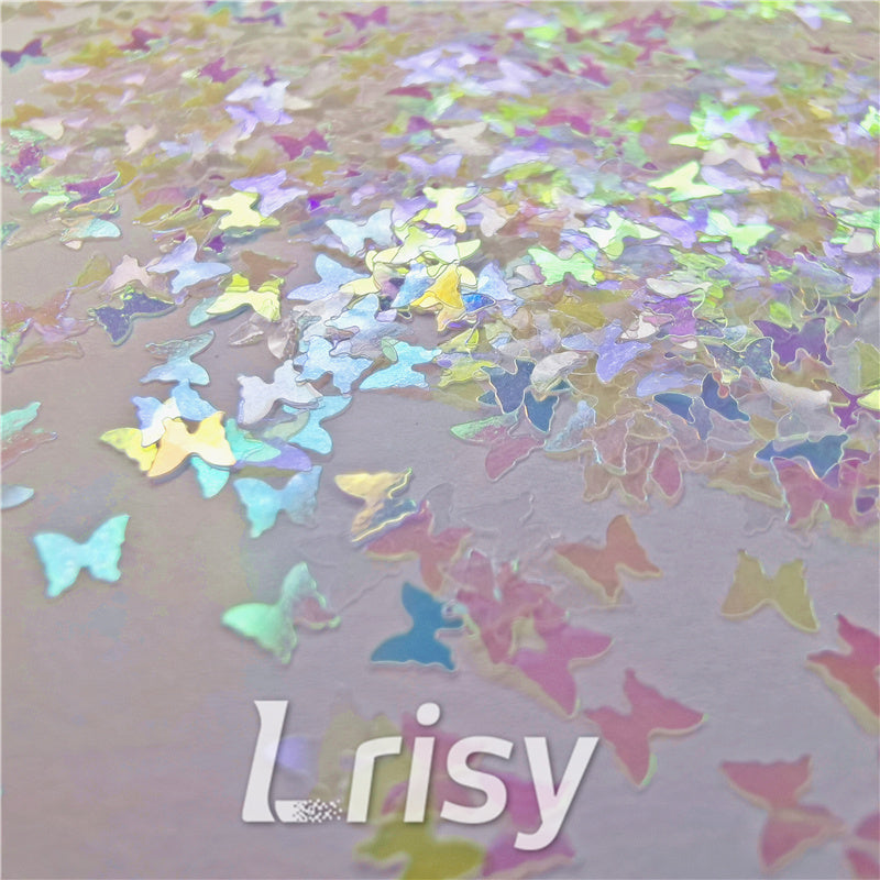 3mm Butterfly Shapes Rainbow Glitter C022