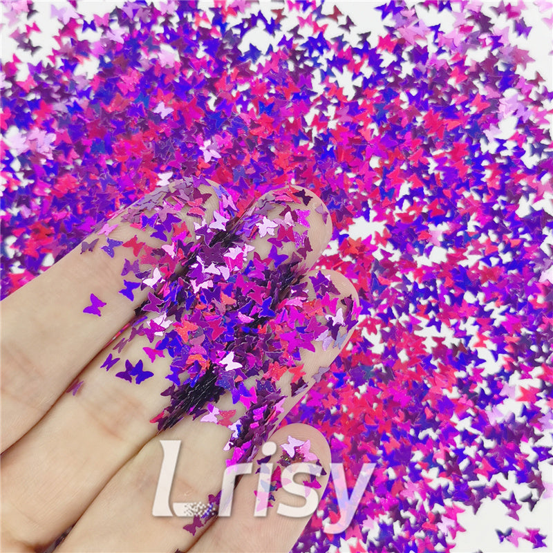 3mm Butterfly Shapes Laser Purple Glitter LB0800