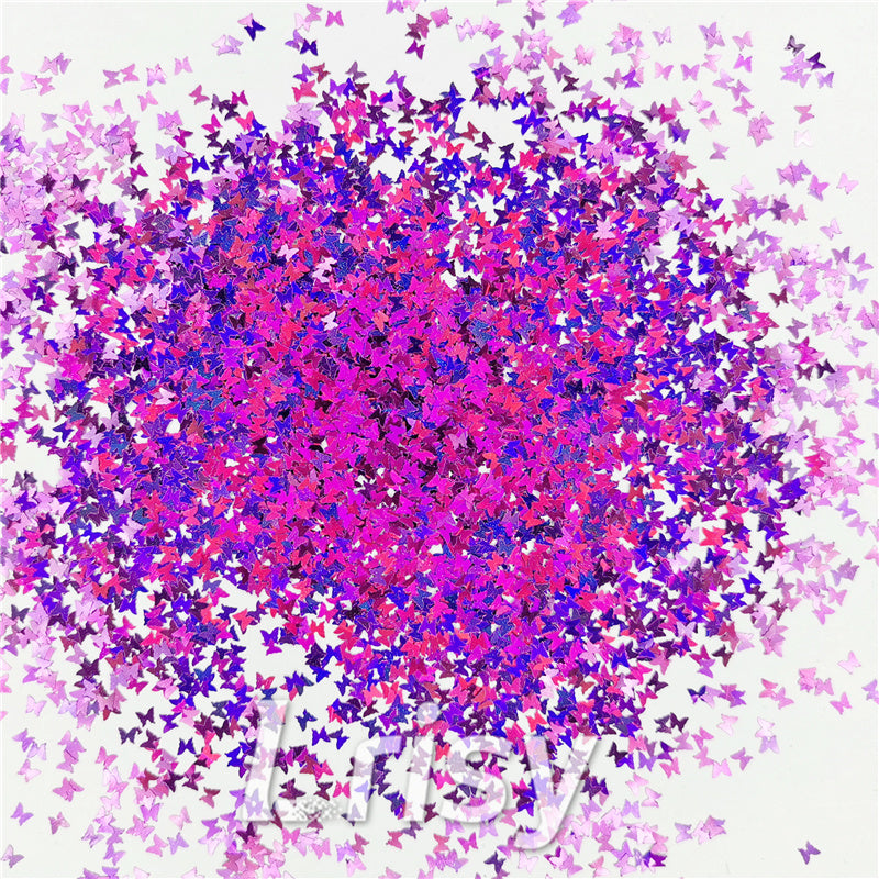 3mm Butterfly Shapes Laser Purple Glitter LB0800