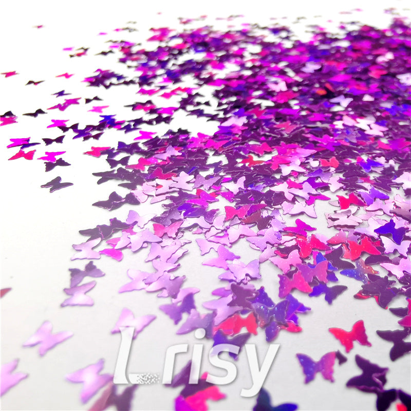 3mm Butterfly Shapes Laser Purple Glitter LB0800