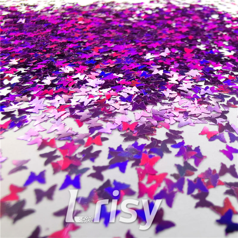3mm Butterfly Shapes Laser Purple Glitter LB0800
