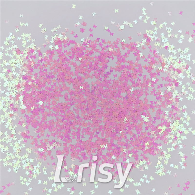 3mm Butterfly Shapes Rose Pink Glitter C018R