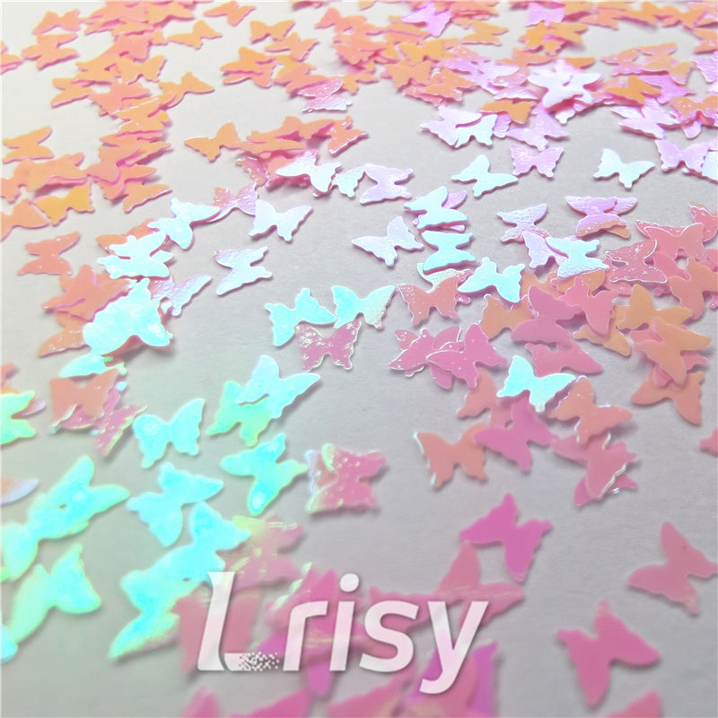 3mm Butterfly Shapes Rose Pink Glitter C018R