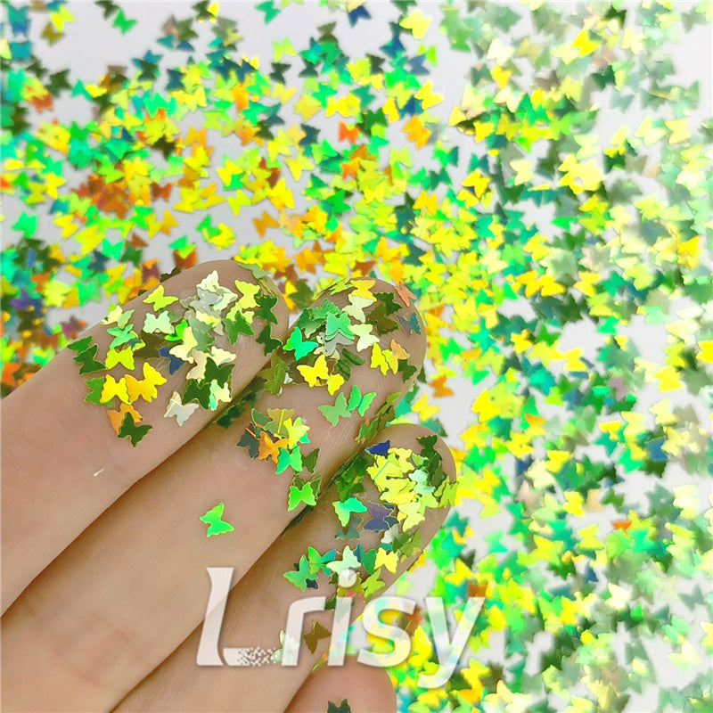 3mm Butterfly Shapes Laser Green Glitter LB0601