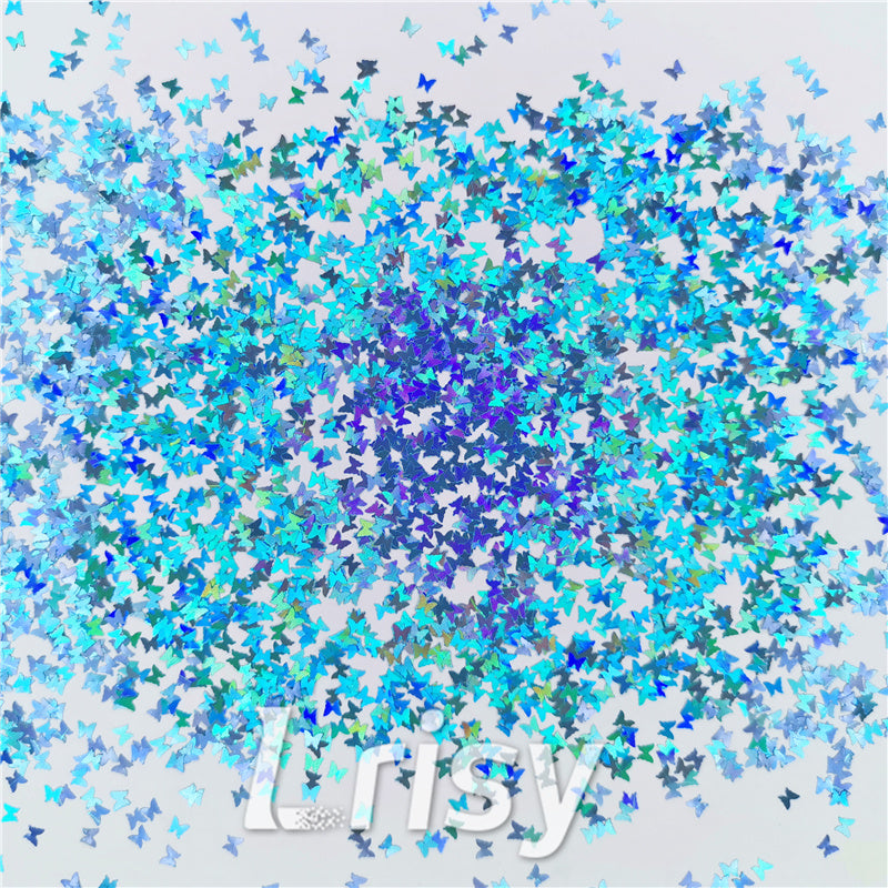 3mm Butterfly Shapes Laser Sky Blue Glitter LB0700
