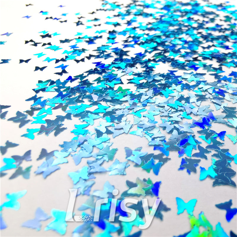 3mm Butterfly Shapes Laser Sky Blue Glitter LB0700