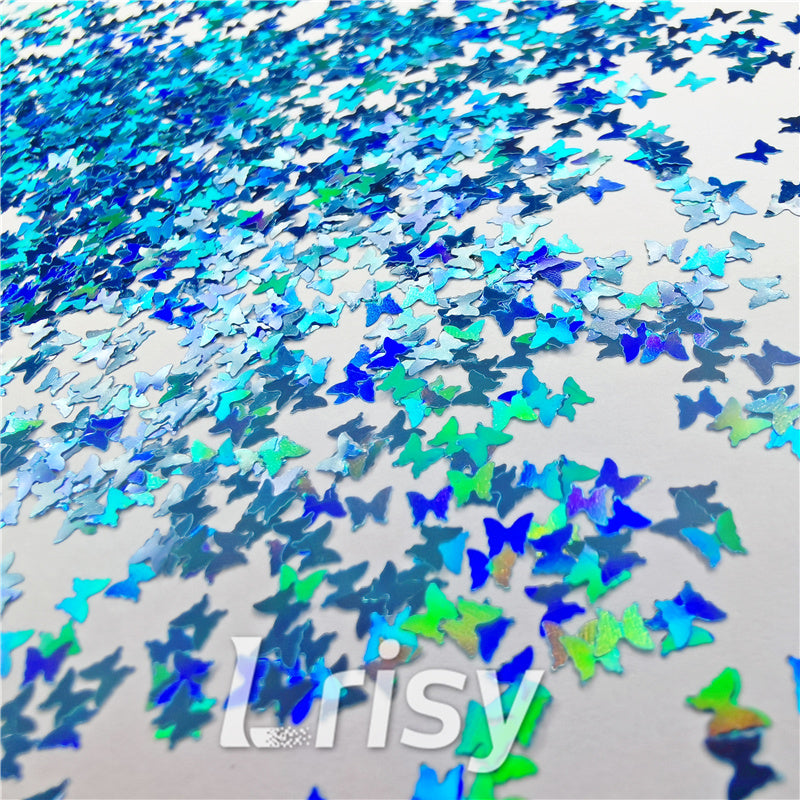 3mm Butterfly Shapes Laser Sky Blue Glitter LB0700