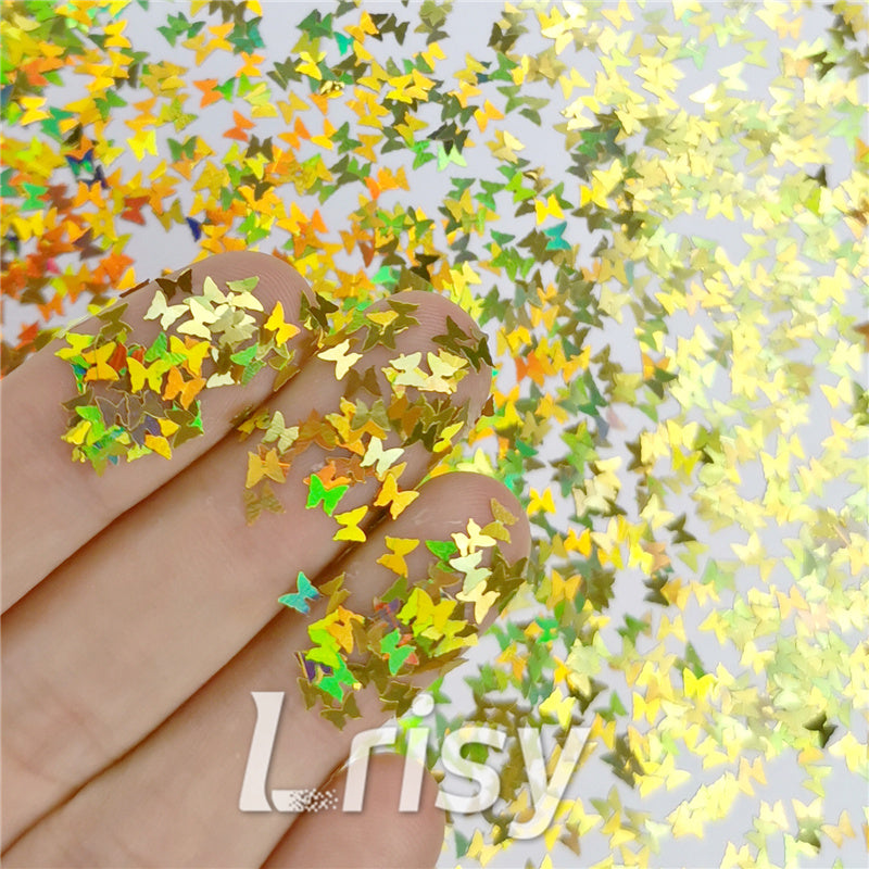 3mm Butterfly Shapes Laser Gold Glitte LB0210