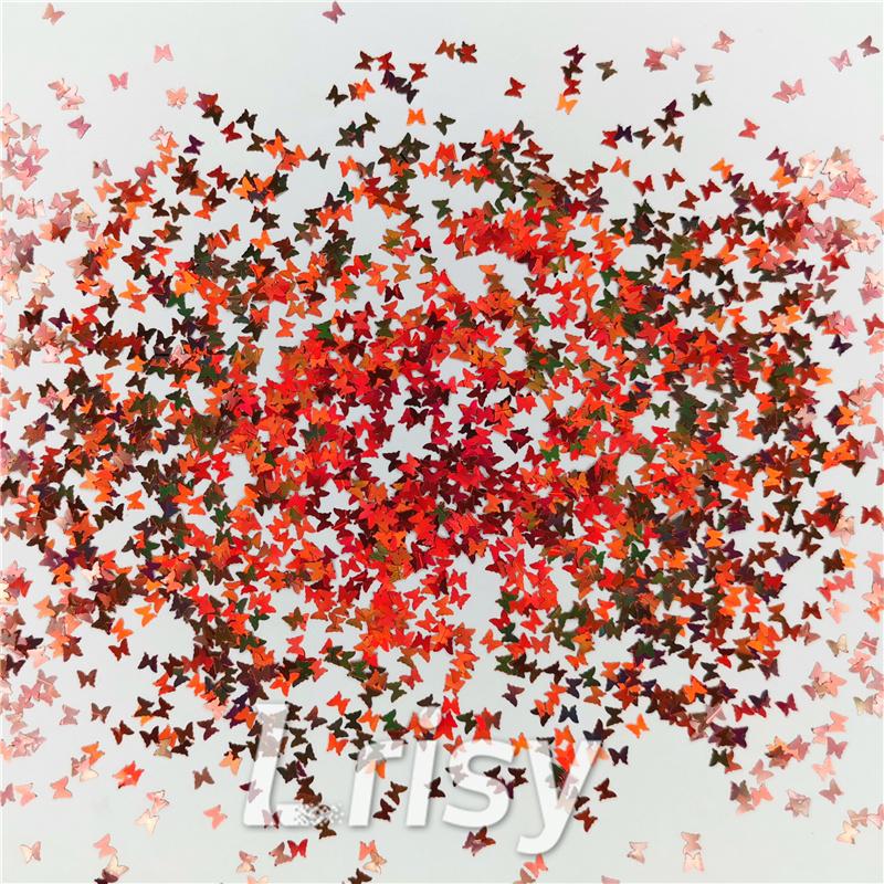 3mm Butterfly Shapes Laser Red Glitter LB0300