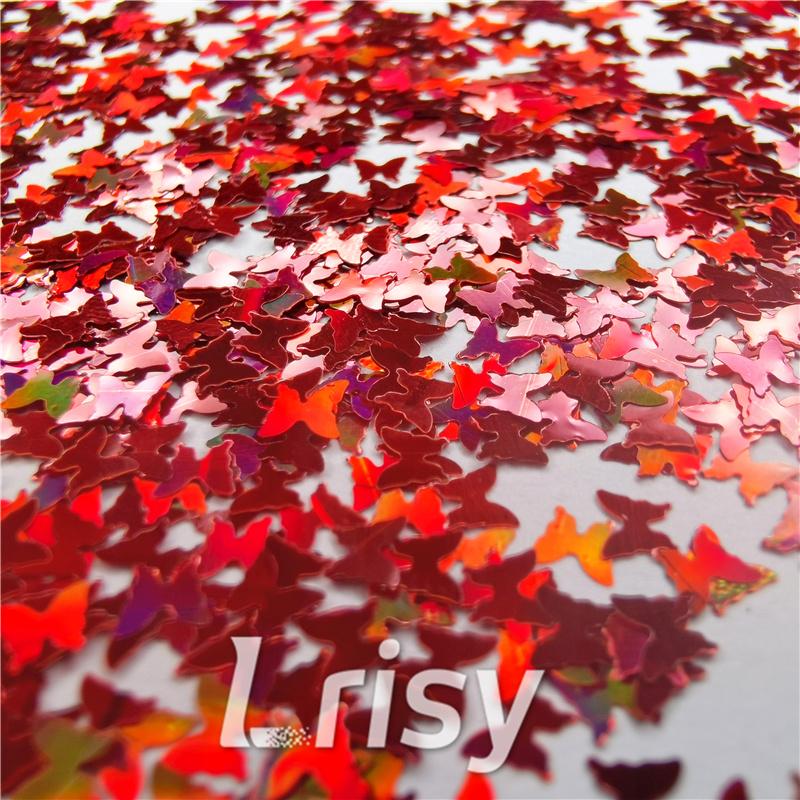 3mm Butterfly Shapes Laser Red Glitter LB0300