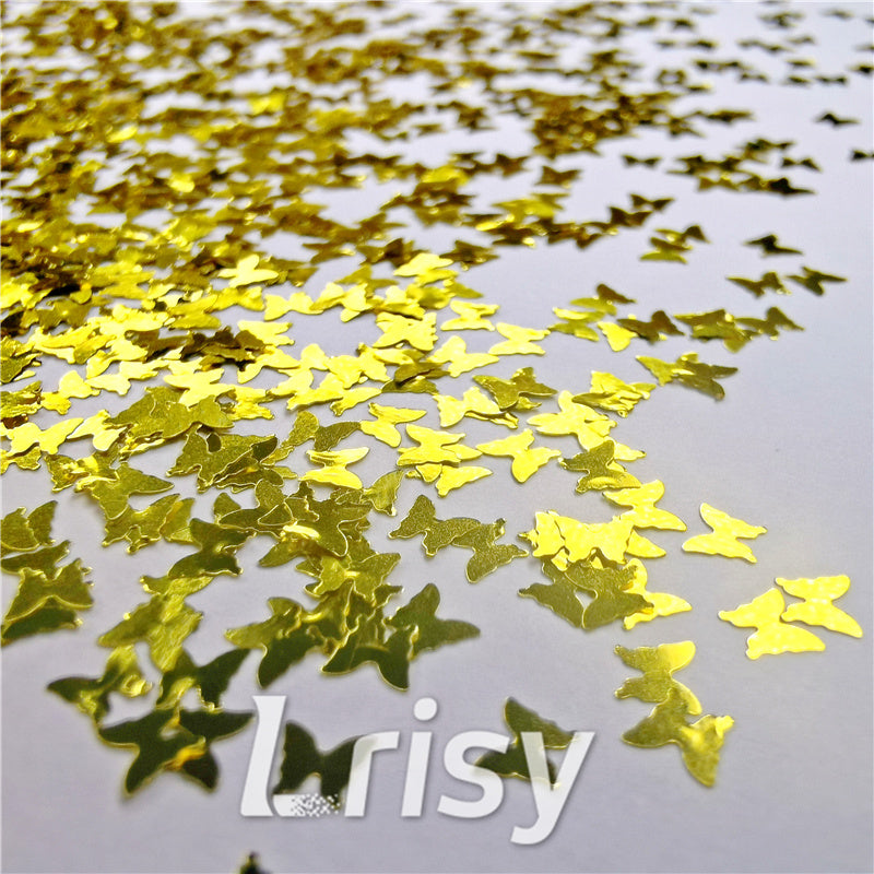 3mm Butterfly Shapes Gold Glitter B0203