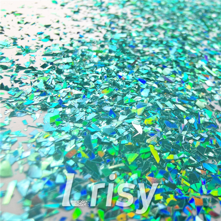 Holographic Teal Green Opa Cellophane Holo Shards Confetti Glitter Sprinkle Toppings LB0702 2x2