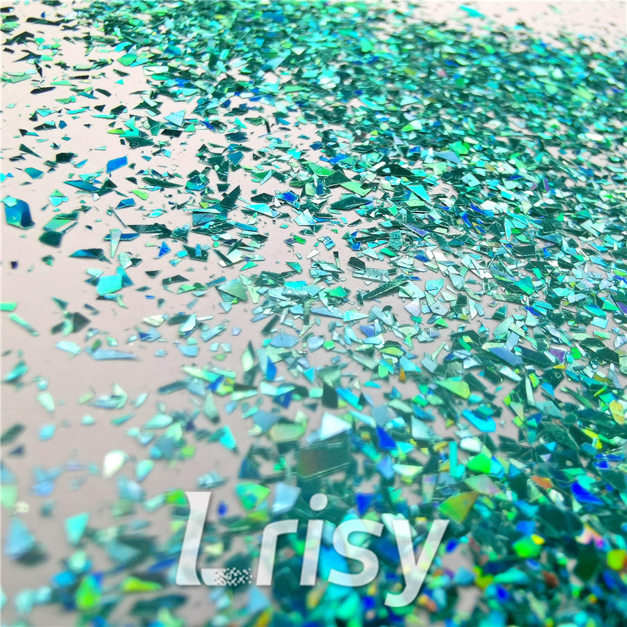 Holographic Teal Green Opa Cellophane Holo Shards Confetti Glitter Sprinkle Toppings LB0702 2x2