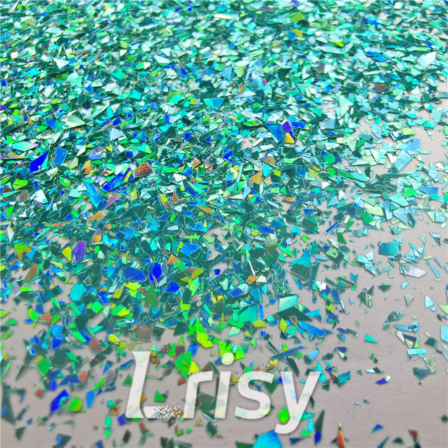 Holographic Teal Green Opa Cellophane Holo Shards Confetti Glitter Sprinkle Toppings LB0702 2x2