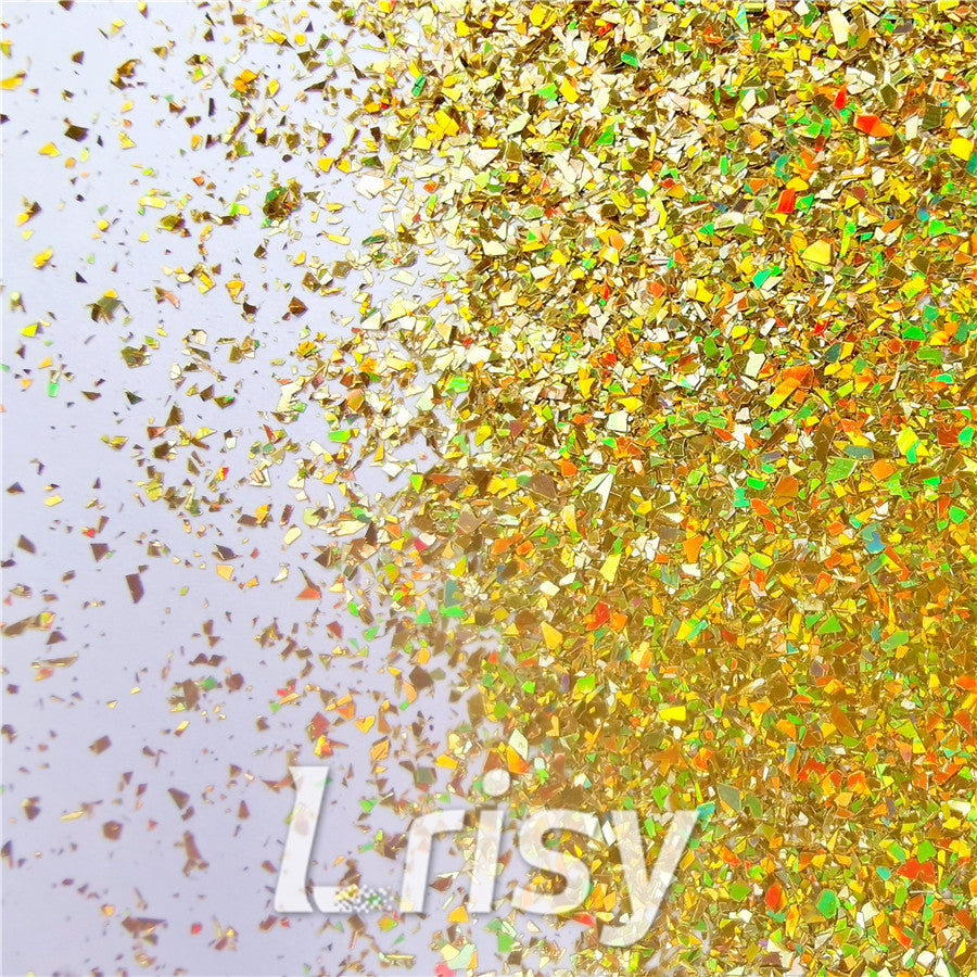 Holographic Red Gold Opa Cellophane Holo Shards Confetti Glitter Sprinkle Toppings LB0200 2x2