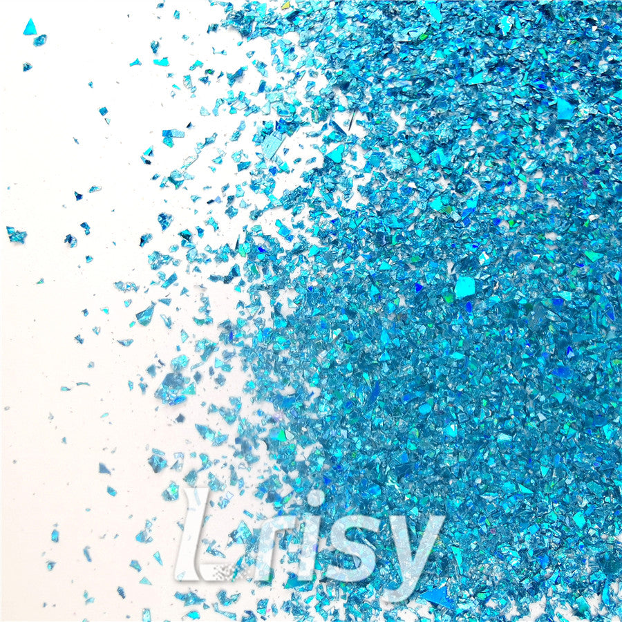 Holographic Sky Blue Opa Cellophane Holo Shards Confetti Glitter Sprinkle Toppings LB0700 2x2