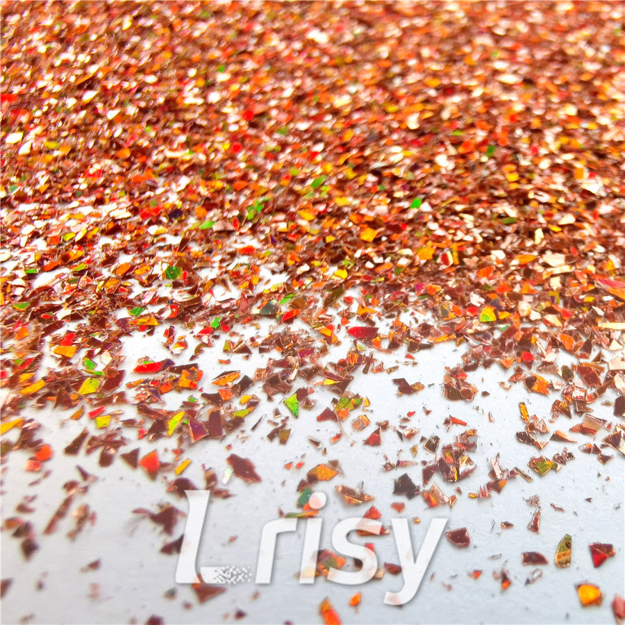 Holographic Red Bronze Opa Cellophane Holo Shards Confetti Glitter Sprinkle Toppings LB0401 2x2