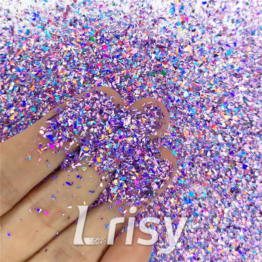 Holographic Light Purple Opa Cellophane Holo Shards Confetti Glitter Sprinkle Toppings LB0802 2x2