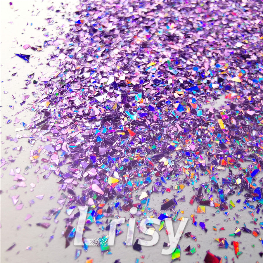 Holographic Light Purple Opa Cellophane Holo Shards Confetti Glitter Sprinkle Toppings LB0802 2x2