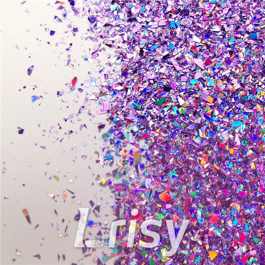Holographic Light Purple Opa Cellophane Holo Shards Confetti Glitter Sprinkle Toppings LB0802 2x2