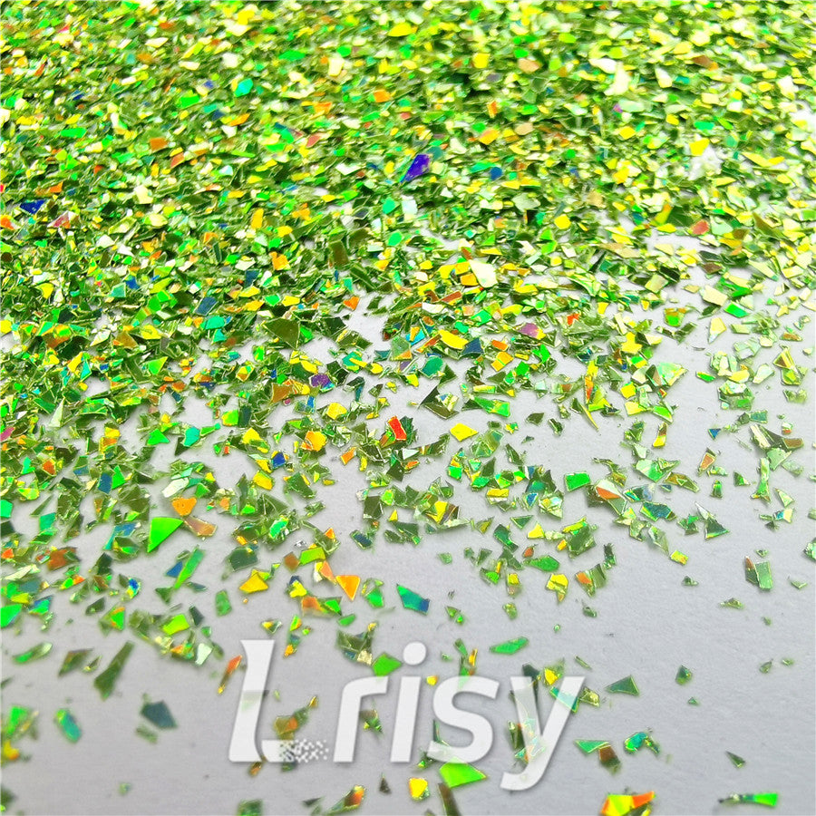 Holographic Green Opa Cellophane Holo Shards Confetti Glitter Sprinkle Toppings LB0601 2x2