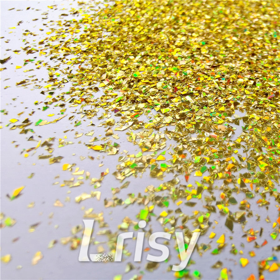 Holographic Gold Opa Cellophane Holo Shards Confetti Glitter Sprinkle Toppings LB0210 2x2
