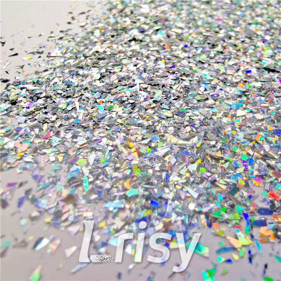 Holographic Silver Opa Cellophane Holo Shards Confetti Glitter Sprinkle Toppings LB0100 2x2
