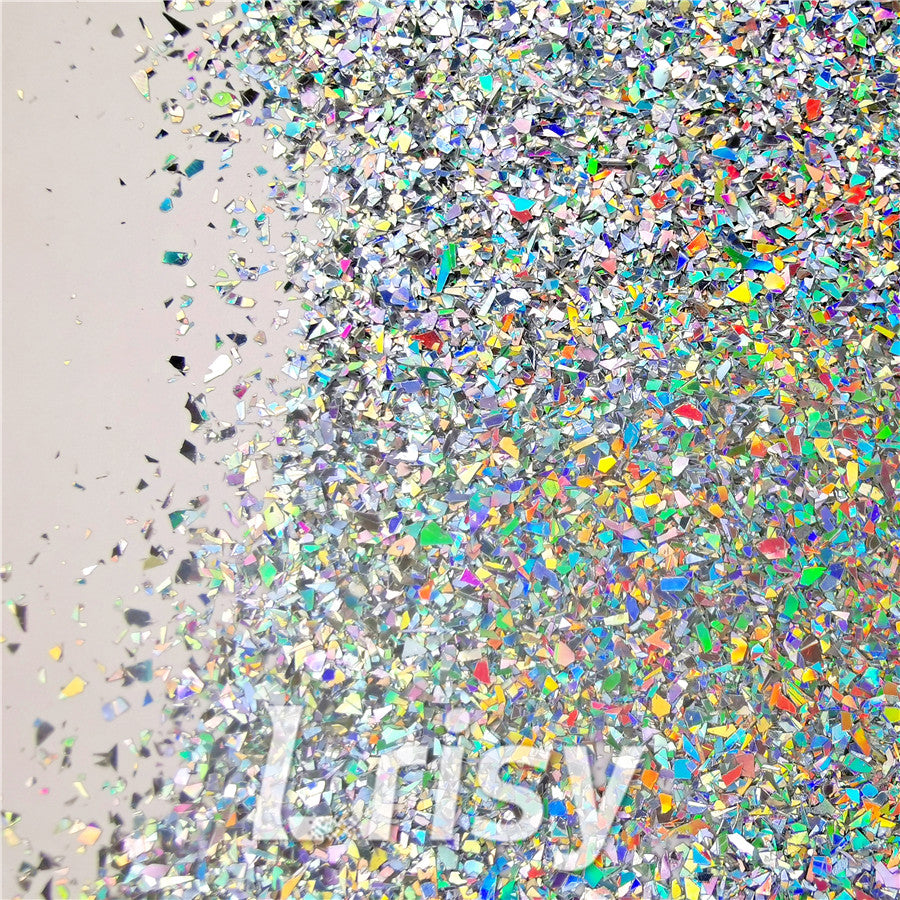 Holographic Silver Opa Cellophane Holo Shards Confetti Glitter Sprinkle Toppings LB0100 2x2