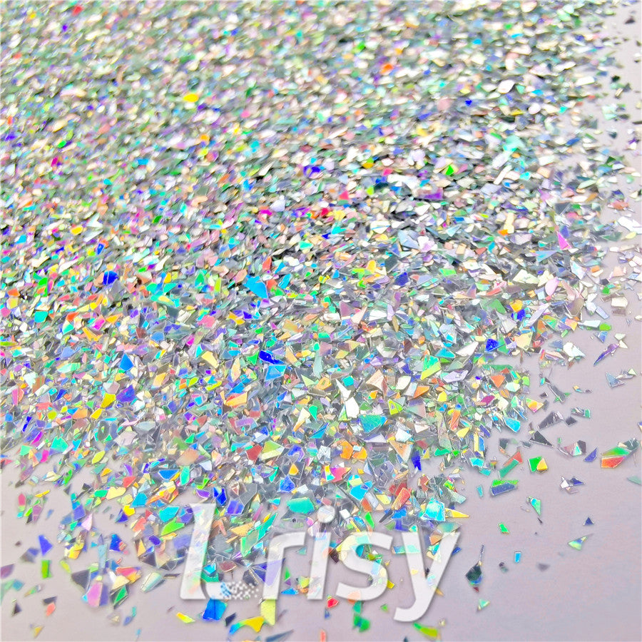 Holographic Silver Opa Cellophane Holo Shards Confetti Glitter Sprinkle Toppings LB0100 2x2