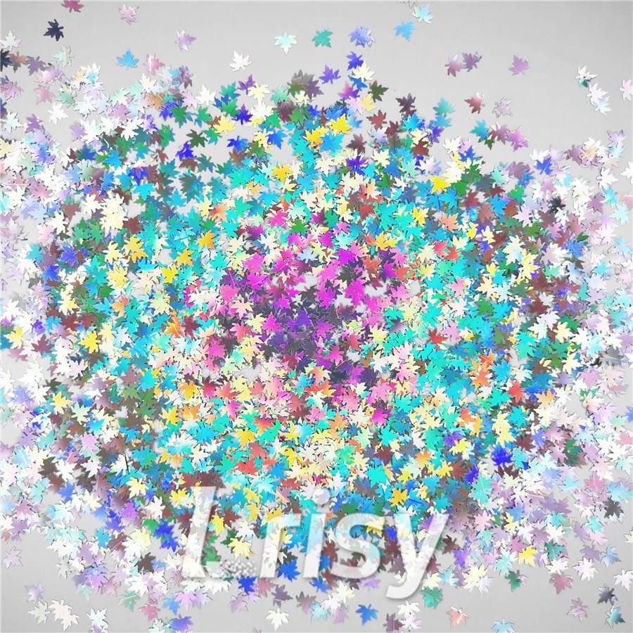 6mm Holographic Silver Maple Leaf Leaves Shaped Glitter LB0100