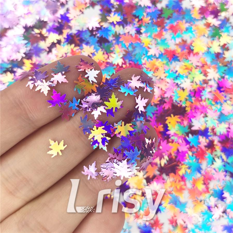 6mm Holographic Pink Maple Leaf Leaves Shaped Glitter LB0901