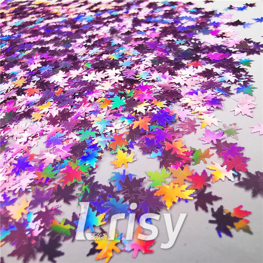 6mm Holographic Pink Maple Leaf Leaves Shaped Glitter LB0901