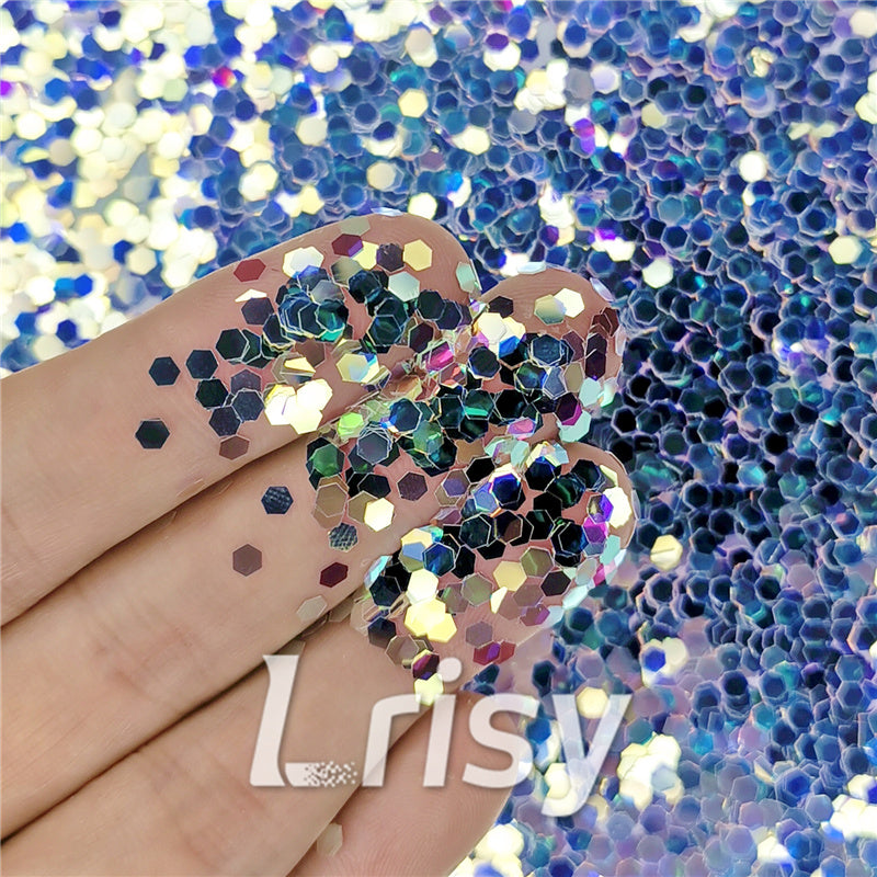 2.5mm Hexagon Shaped Dream Blue Iridescent Glitter FC-NIB