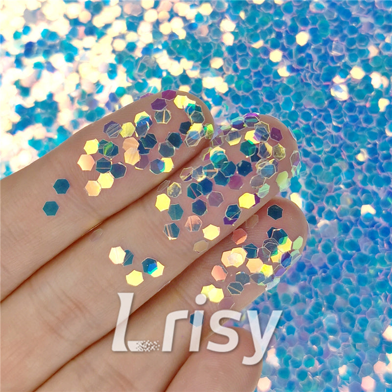 2.5mm Hexagon Shaped Dream Blue Iridescent Glitter FC-F321R